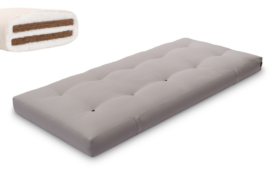 Matratze Futon 90x200 mit Kokos - Pascall Medium Duo Coco Grau