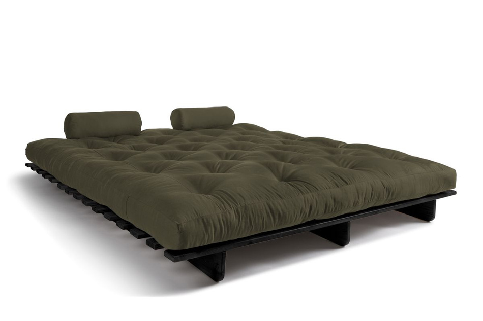 Schlafsofa 180x200 - Slim Exclusive Black - Pascall Futon Khaki