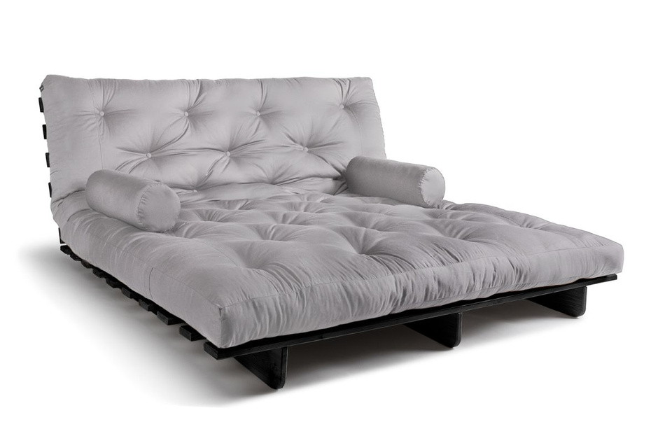 Schlafsofa 180x200 - Slim Basic Black - Pascall Futon Tauben-Glow