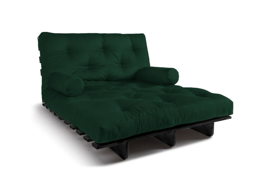 Schlafsofa 120x200 - Slim Basic Black - Pascall Futon Flaschengrün