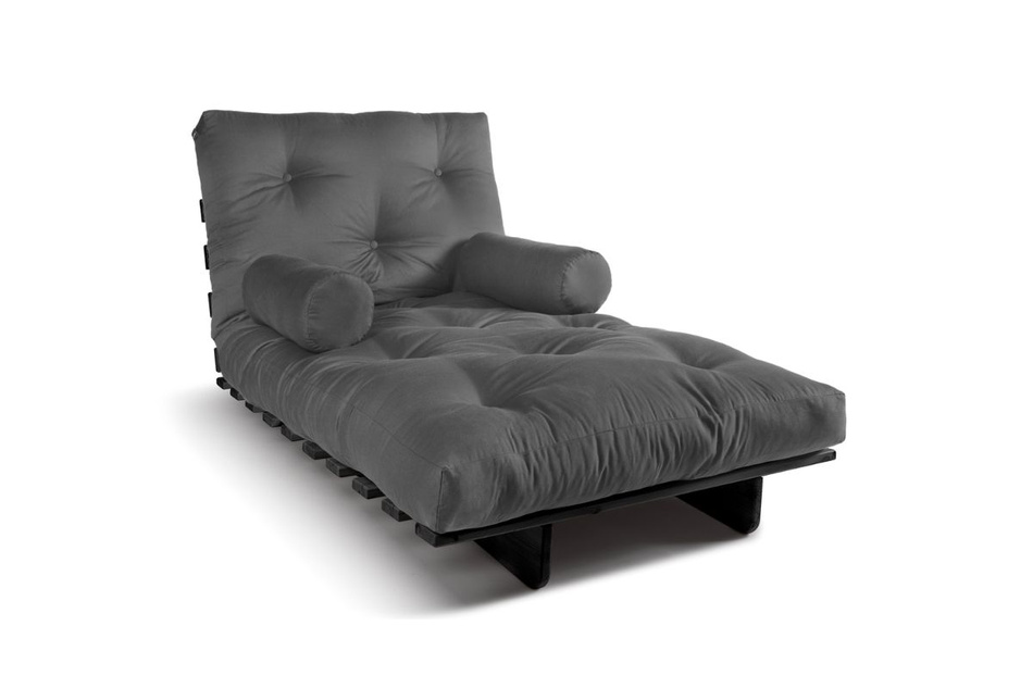 Schlafsofa 90x200 - Slim Exclusive Black - Pascall Futon Grau