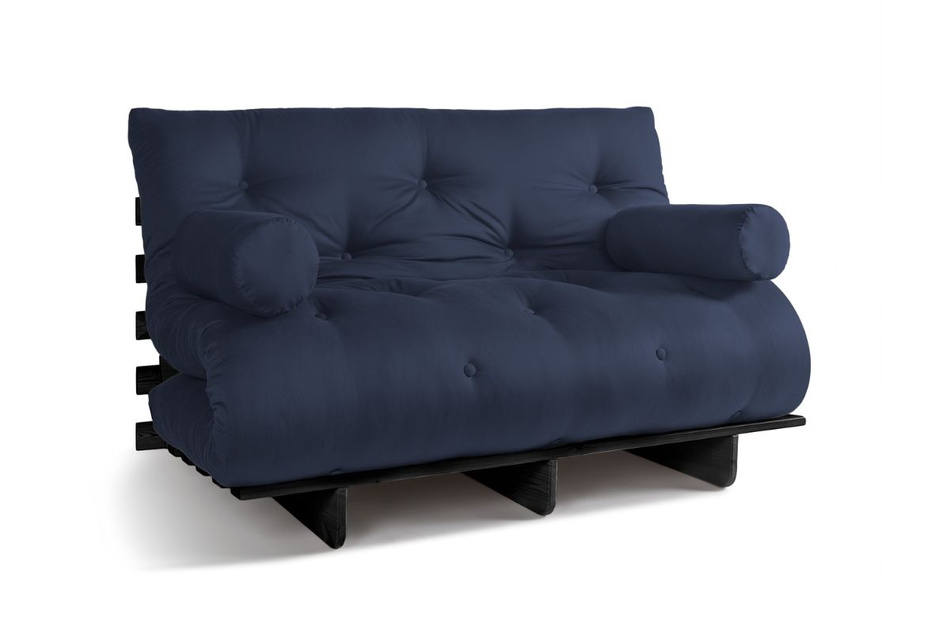 Schlafsofa 140x200 - Slim Exclusive Black - Pascall Futon Marineblau