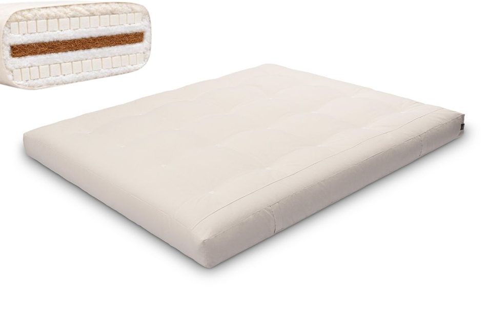 Matratze Futon 160x200 mit Wolle, Latex und Kokos - Pascall Comfort Wool Ecru