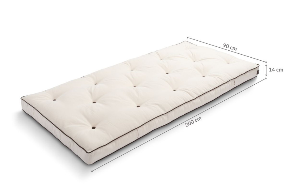 Matratze Futon 90x200 - Pascall Slim Natural Kedro Ecru