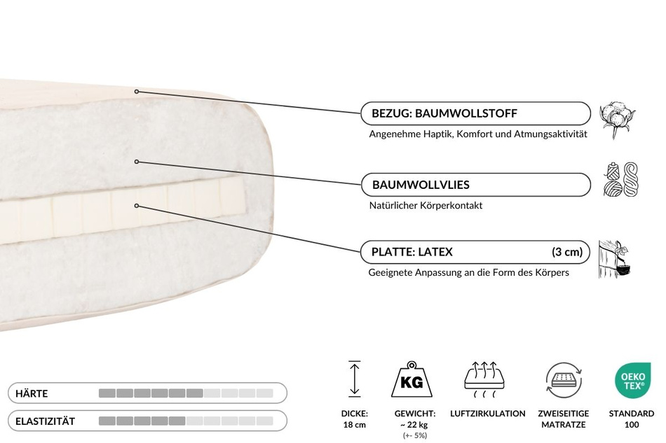 Sofa Tatami Medium Latex Kedro 70x200 - Pascall Futon Leinen