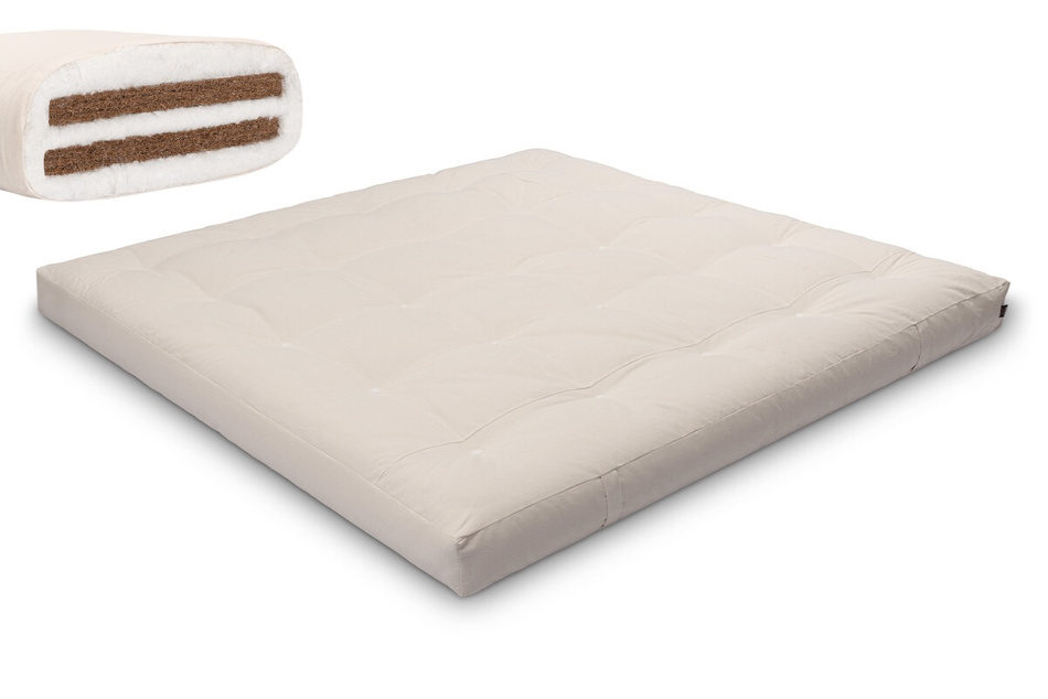 Matratze Futon 200x200 mit Kokos - Pascall Medium Duo Coco Ecru