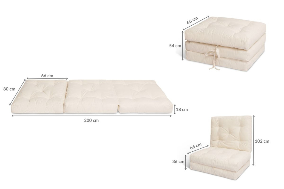 Klappmatratze Futon 80x200 - Flex Natural - Pascall Grau