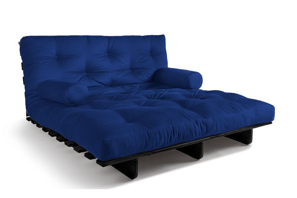 Schlafsofa 140x200 - Slim Exclusive Black - Pascall Futon Blau