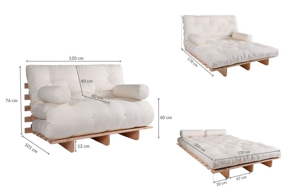 Schlafsofa 120x200 - Slim Comfort Classic - Pascall Futon Bordeaux