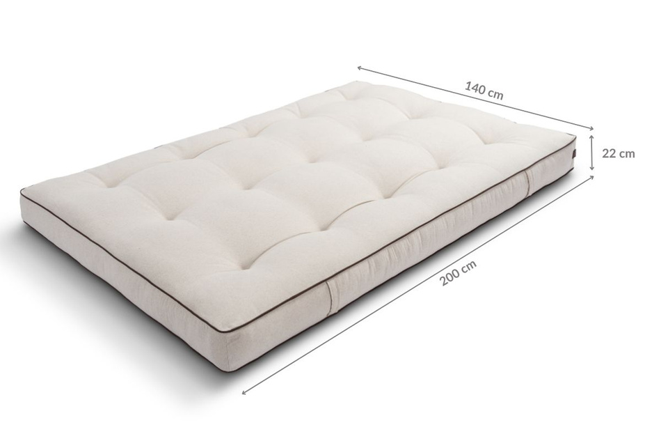 Matratze Futon 140x200 mit Latex - Pascall Comfort Trio Latex Wool Kedro Leinen