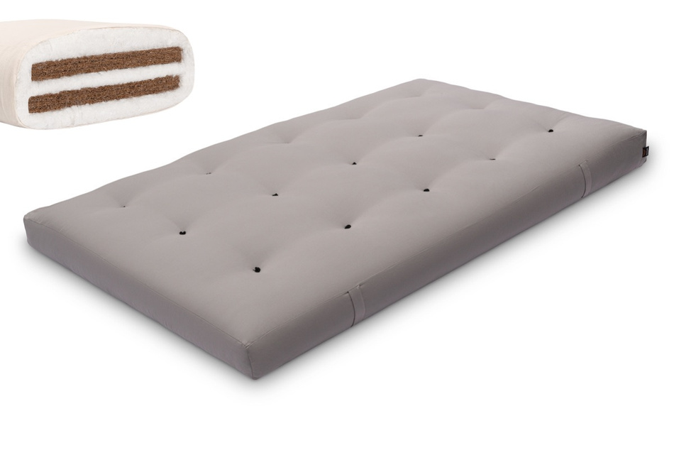 Matratze Futon 120x200 mit Kokos - Pascall Medium Duo Coco Grau