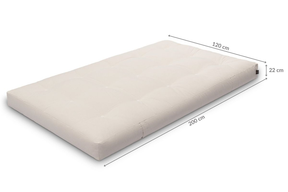 Matratze Futon 120x200 mit Wolle, Latex und Kokos - Pascall Comfort Wool Hard Grau