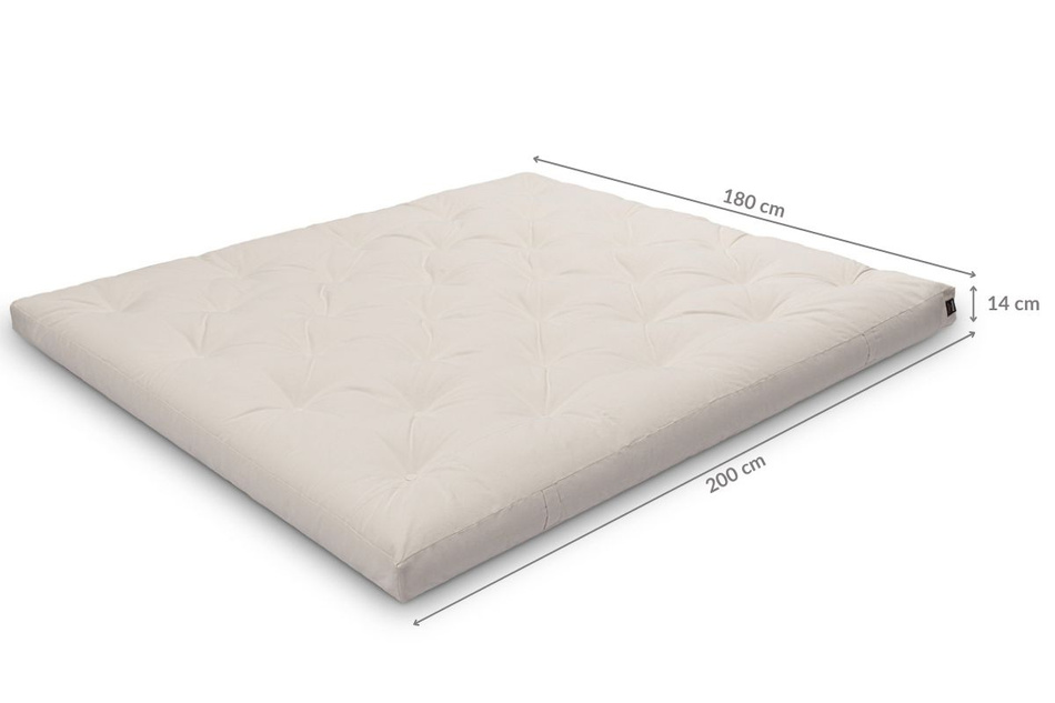 Matratze Futon 180x200 - Pascall Slim Natural Ecru