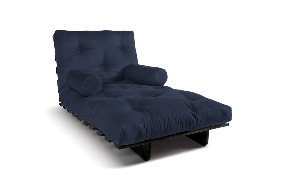 Schlafsofa 90x200 - Slim Comfort Black - Pascall Futon Marineblau