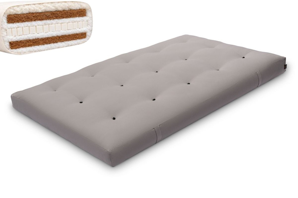 Matratze Futon 120x200 mit Wolle, Latex und Kokos - Pascall Comfort Wool Hard Grau