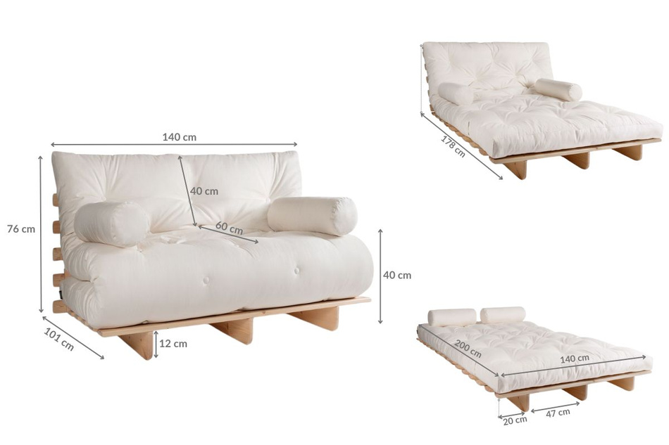 Schlafsofa 140x200 - Slim Comfort Classic - Pascall Futon Marineblau